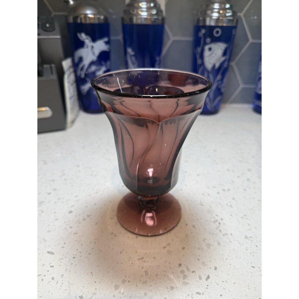 Fostoria Jamestown Swirl Amethyst Purple 6" Iced Tea Tumbler Mid Century Glass